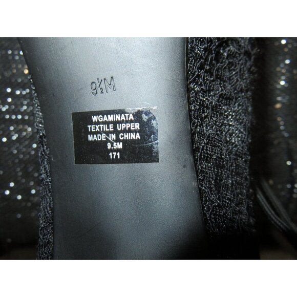 Guess Black Leather & Lace Mesh Platform Stiletto Pumps sz 9.5 - Picture 10 of 10